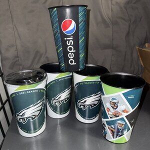 2021 PHILADELPHIA EAGLES STADIUM SODA CUP LOT OF 5 PLASTIC BEER PARTY CUPS HURTS